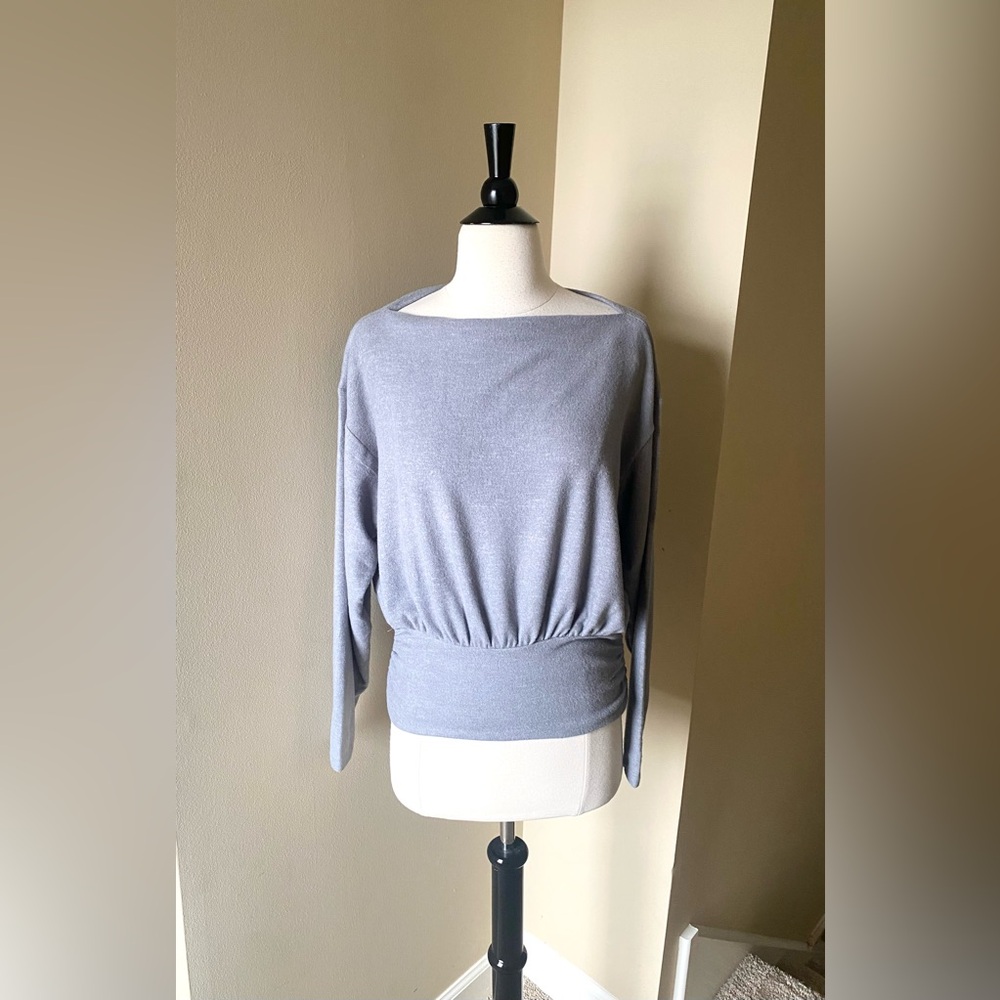 LOFT Heathered Ruched Hem Boatneck Top - Small - New - Picture 2 of 14